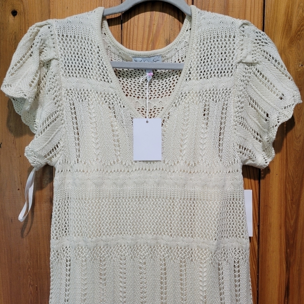 Jessica Simmpson Elegant Cream Knit Maxi Dress - Picture 7 of 13